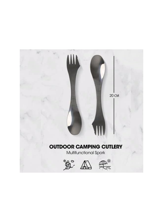 OUTER X X Camping Cutlery Set - Stainless Steel Spoon, Fork, Knife, With Bag (2 Pcs In 1 Pack) - Image 2
