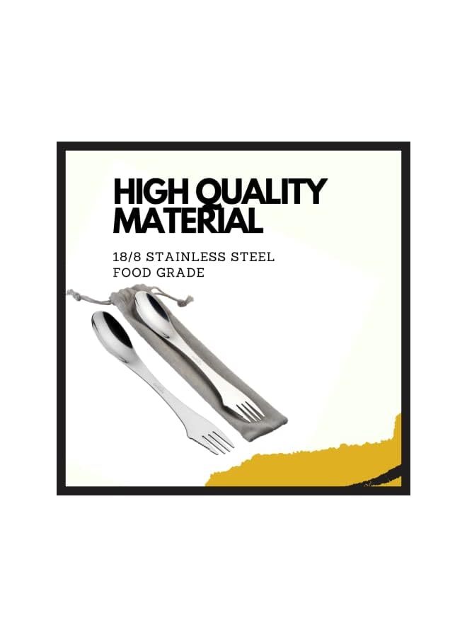 OUTER X X Camping Cutlery Set - Stainless Steel Spoon, Fork, Knife, With Bag (2 Pcs In 1 Pack) - Image 4