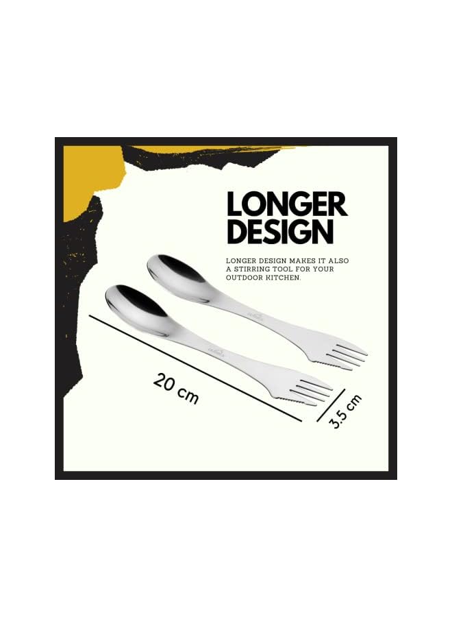 OUTER X X Camping Cutlery Set - Stainless Steel Spoon, Fork, Knife, With Bag (2 Pcs In 1 Pack) - Image 5