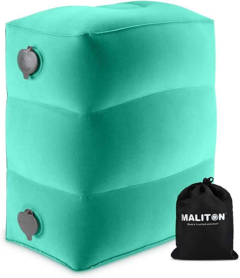 Airplane Footrest, Inflatable Foot Rest for Kids, Adjustable Height Travel Pillow On Airplanes, Cars, Travel, Office, Toddler Airplane Travel Essentials (Bright Cyan, 1 Pack)