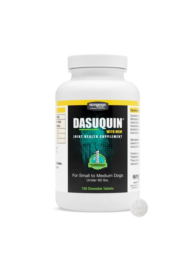 Nutramax Laboratories Nutramax Dasuquin with MSM Joint Health Supplement for Small to Medium Dogs - With Glucosamine, MSM, Chondroitin, ASU, Boswellia Serrata Extract, and Green Tea Extract, 150 Chewable Tablets  - Image 1
