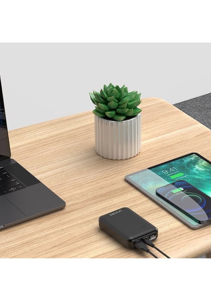 ليفور باور بانك 10000 مللي أمبير ، شحن سريع مع USB-A PD22.5W و USB-C PD20W - أسود - Image 2