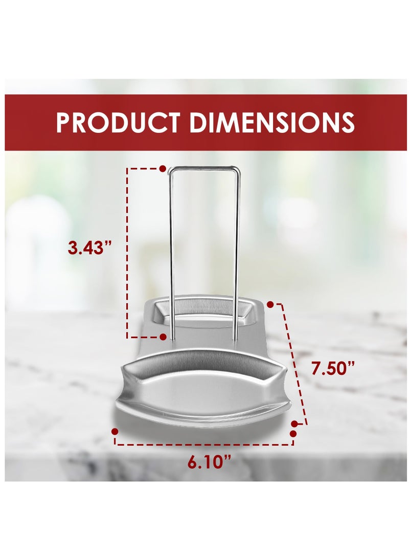 Excefore Lid and Spoon Rest, Pot Lid Holder Spoon Rest, Stainless Steel Utensils Pan Pot Cover Lid Rack Stand Organizer, Multifunctional Storage Soup Spoon Rests Rack Kitchen Decor Tool - Image 3