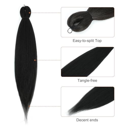 DIFUNEE Pre-stretched Braiding Hair - 16 Inch 8 Packs Natural Black Short Braiding Hair For Twist or Box Braids, Yaki Texture Hot Water Setting Synthetic Braiding Hair Extensions (16 Inch, 1B-8P) - Image 2