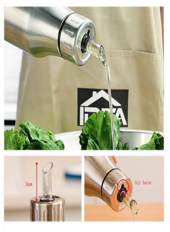 myzon Olive Oil Dispenser Bottle Oil Pourer Dispensing Bottles Soy Sauce Dispenser Stainless Steel Olive Oil Dispenser Leakproof Kitchen Oil Can & Vinegar - Image 2