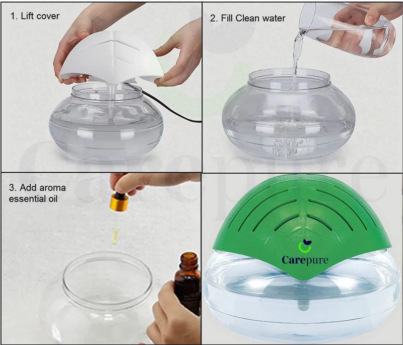 Carepure Water Based Leaf Shape Air Purifier and Humidifier Aroma Diffuser Air Revitalizer with Monochrome Light MI-606A (Green, 1.5 Ltr Tank, 10 Watts) - Image 3