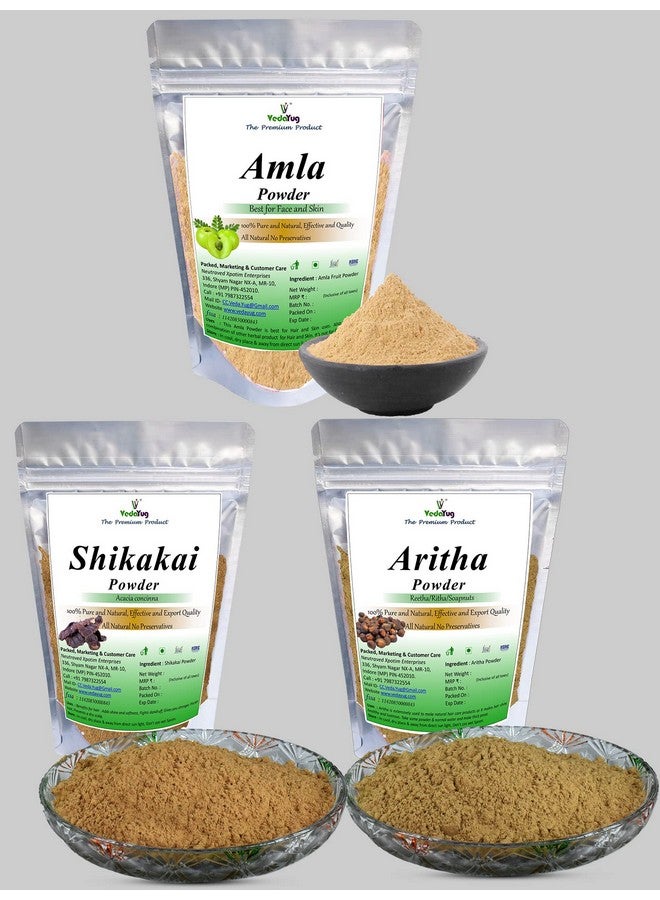 VY VedaYug Amla, Reetha, Shikakai, Bhringraj, Hibiscus & Brahmi Powder | Combo Powder Pack For Hair Care & Mask | Cleansing & Hair Conditioning (Pack Of 6, 100G Each Total 600G) - Image 2