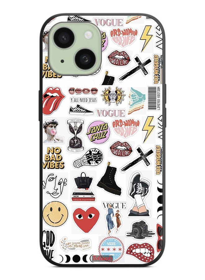 Tolwak Apple iPhone 15 Plus Protective Case Cover No Bad Vibes Stickers - Image 2