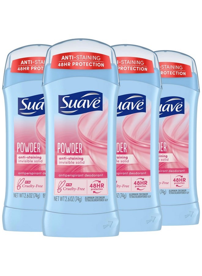 Suave - Suave Deodorant for Women, Powder Scent, 4-Pack - Antiperspirant Deodorant with 24H Sweat & Odor Protection, 2.7 Oz Ea - Image 1