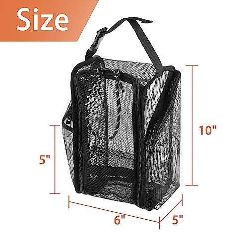 Cosmos Mesh Shower Caddy Toiletry Organizer Hanging Shower Tote Bag Quick Dry Shower Organizer Portable Bath Bag with Durable Zippers Side Pockets for Travel Gym Swimming Beach and Camp - Image 3
