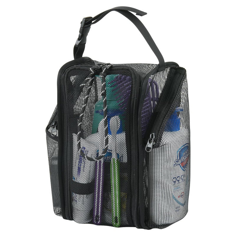 Cosmos Mesh Shower Caddy Toiletry Organizer Hanging Shower Tote Bag Quick Dry Shower Organizer Portable Bath Bag with Durable Zippers Side Pockets for Travel Gym Swimming Beach and Camp - Image 2
