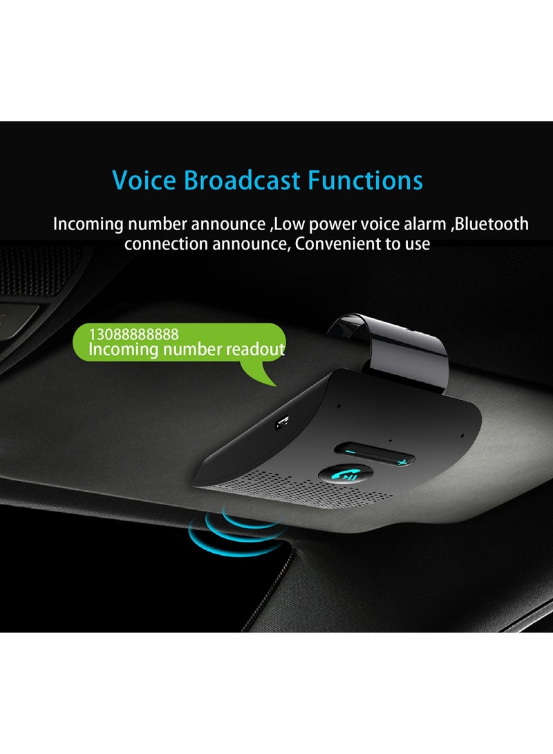 طقم بلوتوث للسيارة حر اليدين مع مكبر صوت، إعلان صوتي للمكالمات، دعم ملاحة GPS، ميكروفون عالي الدقة مع إلغاء الضوضاء DSP، تشغيل تلقائي، زر واحد للرد، بطارية طويلة العمر - Image 3