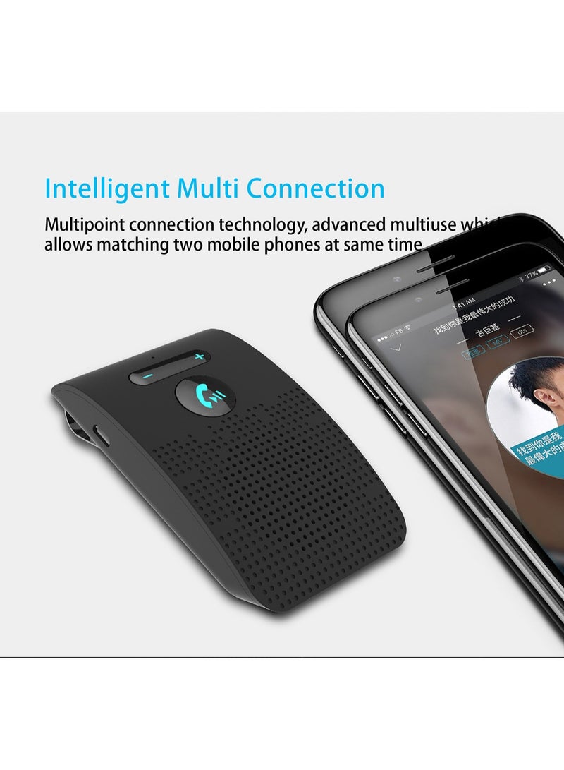 طقم بلوتوث للسيارة حر اليدين مع مكبر صوت، إعلان صوتي للمكالمات، دعم ملاحة GPS، ميكروفون عالي الدقة مع إلغاء الضوضاء DSP، تشغيل تلقائي، زر واحد للرد، بطارية طويلة العمر - Image 4