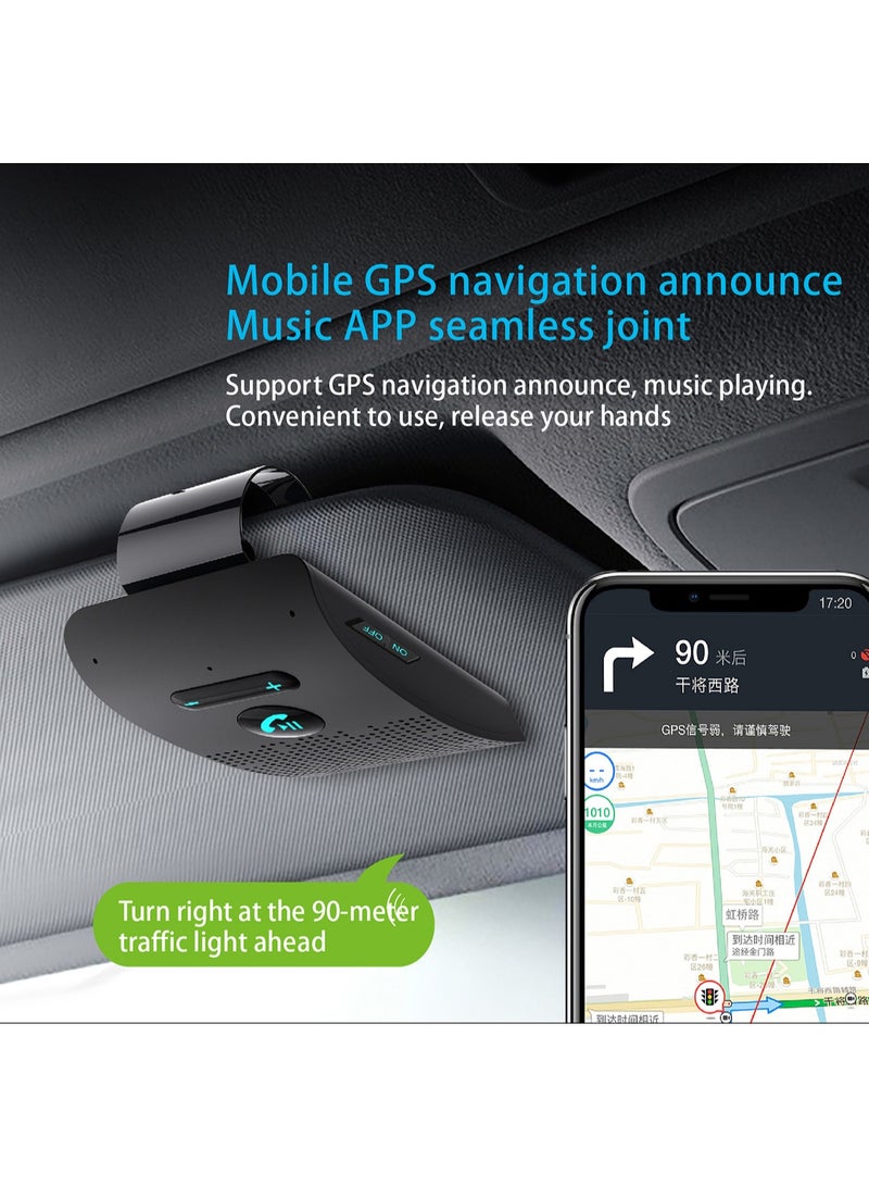 طقم بلوتوث للسيارة حر اليدين مع مكبر صوت، إعلان صوتي للمكالمات، دعم ملاحة GPS، ميكروفون عالي الدقة مع إلغاء الضوضاء DSP، تشغيل تلقائي، زر واحد للرد، بطارية طويلة العمر - Image 5