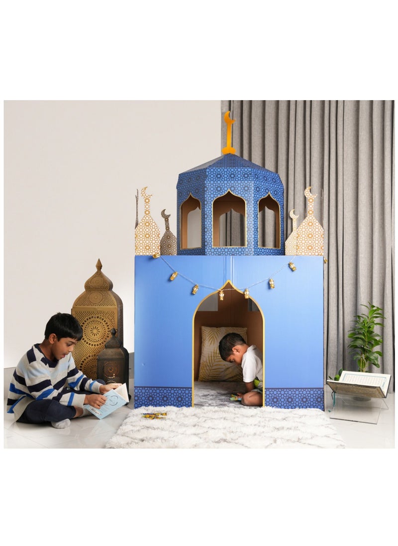 Hilalful بيت لعب من الورق المقوى على شكل مسجد هلال فول | مناسب لغرفة المعيشة وغرفة النوم وغرفة الأطفال | هدية احتفالية مثالية لتزيين المنزل في رمضان والعيد وأعياد الميلاد | نشاط افعله بنفسك للأطفال  - Image 3
