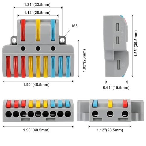 ZIVIK 3 in 9 Out Quick Wire Connector, 1Pcs Push-in Releasable Cable Conductor, Secure & Removable Electrical Connector, Fast Terminal Block Distribution Wire Jointer Cable Conductor Clamp - Image 2