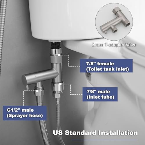 Bathfinesse Bidet Sprayer for Toilet, Solid Brass Handheld Bidet Attachment, Adjustable Water Pressure, Brushed Nickel - Image 2