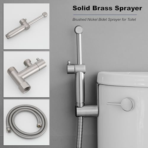 Bathfinesse Bidet Sprayer for Toilet, Solid Brass Handheld Bidet Attachment, Adjustable Water Pressure, Brushed Nickel - Image 3