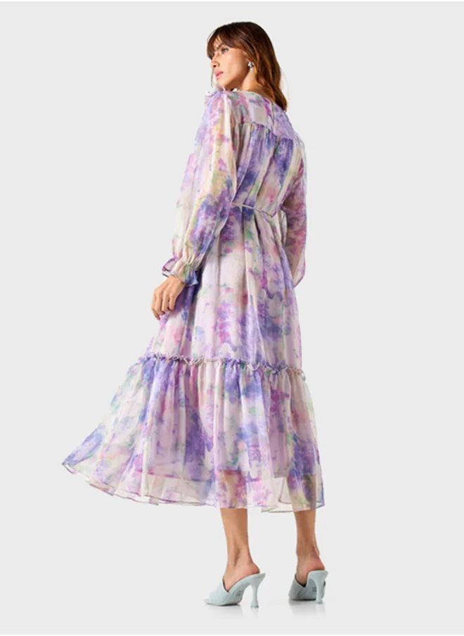 تواكستريمز All Over Printed Tiered Dress