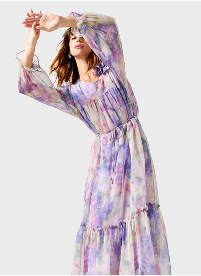 2Xtremz All Over Printed Tiered Dress