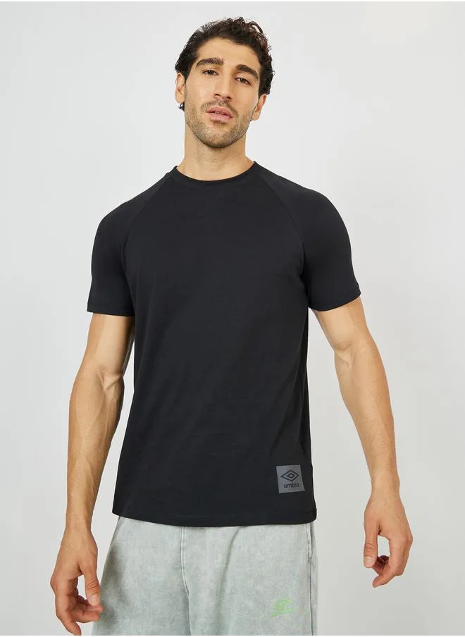 امبرو Logo Patch Detail Crew Neck T-Shirt with Short Sleeves