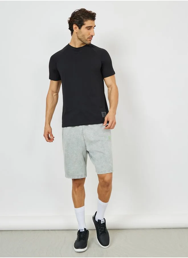 امبرو Logo Patch Detail Crew Neck T-Shirt with Short Sleeves
