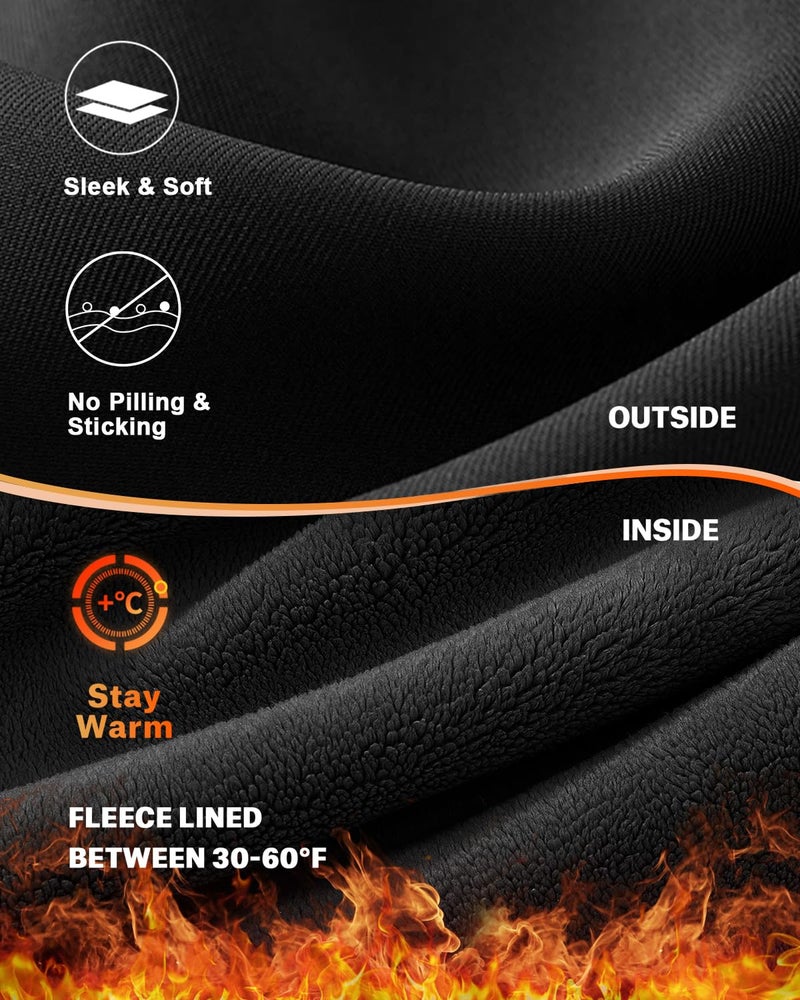 CTHH 2 Pack Fleece Lined Leggings Women with Pockets - High Waisted Soft Winter Thermal Warm Tummy Control Yoga Pants (Black,Black,Large-X-Large) - Image 3