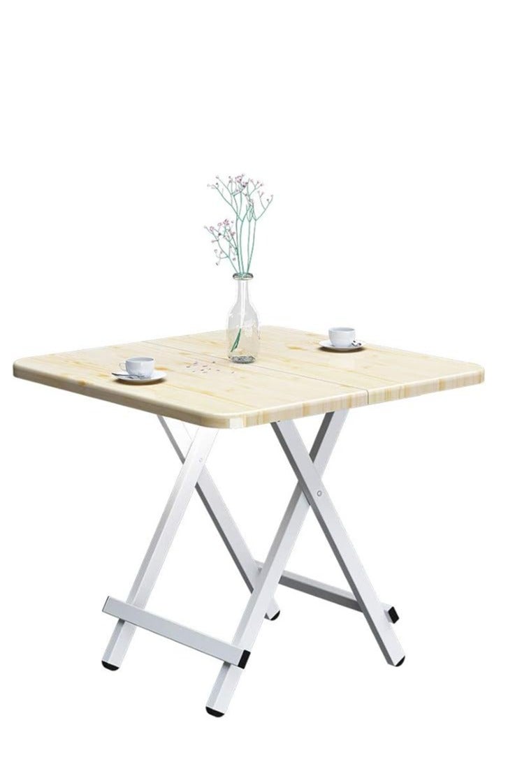 Generic Foldable Table, Portable Camping Table Wooden Square Desk Simple Design, Multifunctional Folding Table Lunch Table, Space Saving Stable and Durable, for Camping Dining Garden Picnic Coffee (Beige 60*60cm)  - Image 2