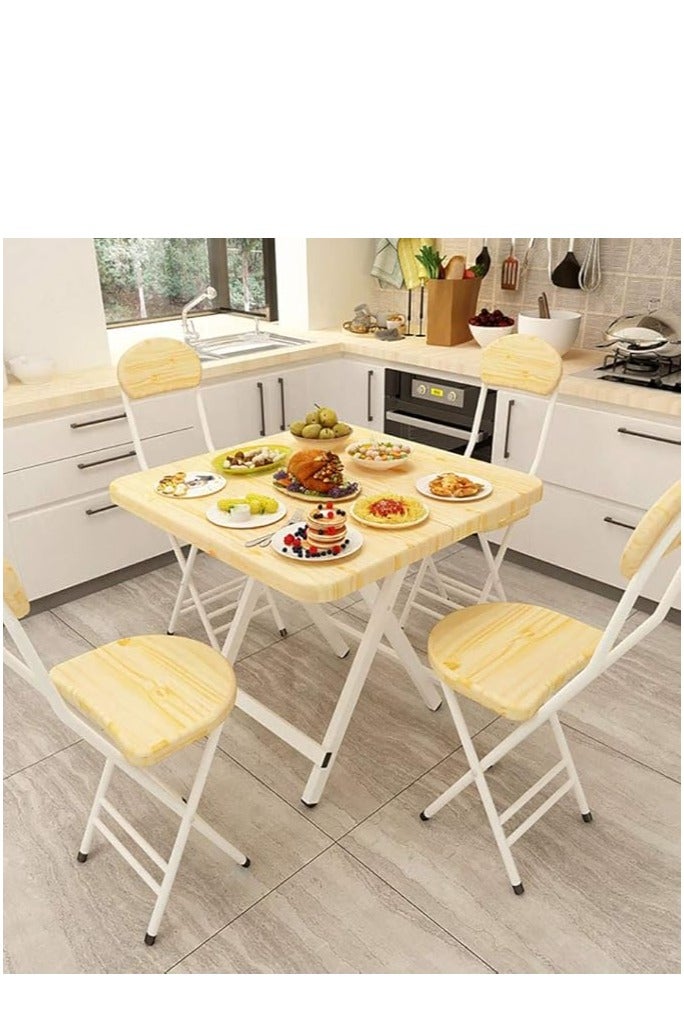 Generic Foldable Table, Portable Camping Table Wooden Square Desk Simple Design, Multifunctional Folding Table Lunch Table, Space Saving Stable and Durable, for Camping Dining Garden Picnic Coffee (Beige 60*60cm)  - Image 5