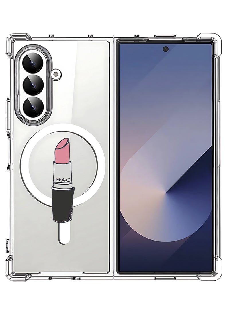 Theodor Magnetic Case for Samsung Galaxy Z Fold 7 Compatible with MagSafe Wireless Charging, Shockproof Phone Bumper Cover Lipstick - Image 1