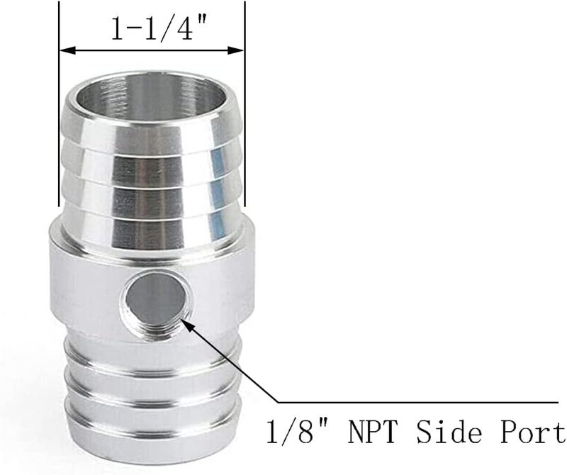 Yemtuls 1-1/4" O.D Radiator Hose Barb Coupler with 1/8" NPT Side Port and Clamps - Image 2