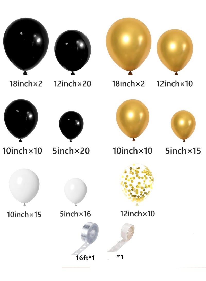 Black Gold Balloon Arch Kit,132 Black and Gold Balloon Arch Garland Kit with Black Gold White Balloons Garland for Men Boy Birthday Party Decoration,Graduation,Wedding,New Year,Anniversary,Retirement - Image 2