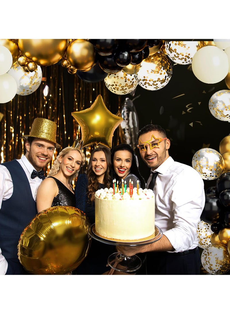 Black Gold Balloon Arch Kit,132 Black and Gold Balloon Arch Garland Kit with Black Gold White Balloons Garland for Men Boy Birthday Party Decoration,Graduation,Wedding,New Year,Anniversary,Retirement - Image 3
