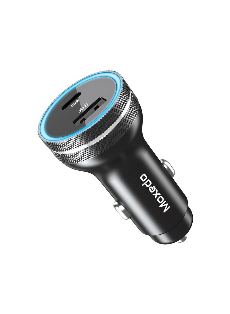 Moxedo Ultra Fast Car Charger 48W with Dual USB PD 3.0 QC 3.0 USB-A/USB-C Port - Black