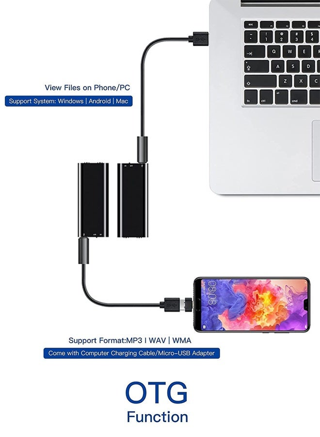 مسجل صوت MP3 بسعة 32 جيجابايت مع تسجيل مستمر حتى 100 ساعة، مزود بمنفذ USB للاستخدام اليومي والسفر والعمل والتعليم - Image 4