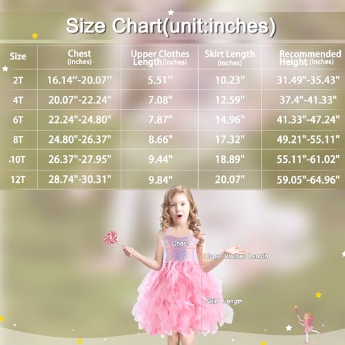 Suppromo Pink Tutu Dress for Girls Sparkly Sequin Tulle Fairy Princess Birthday Party Dresses for Little Girls Kids Prom Sneaker Ball Gown Dance Pageant Graduation Christmas Outfit 5-6T - Image 5