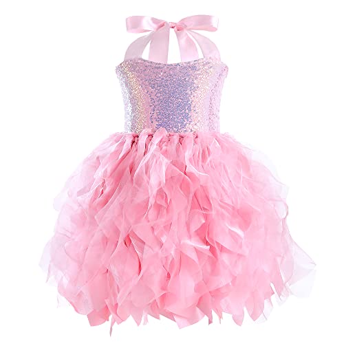 Suppromo Pink Tutu Dress for Girls Sparkly Sequin Tulle Fairy Princess Birthday Party Dresses for Little Girls Kids Prom Sneaker Ball Gown Dance Pageant Graduation Christmas Outfit 5-6T - Image 1