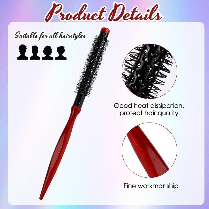 Styquenzer Small Round Brush for Blow Out - Dia 1 Inch Mini Quiff Roller Brush with Wooden Handle and Stiff Nylon Bristles for Styling Wet, Dry, Short, Fine Hair, Bangs, Blowout Volume - Image 3