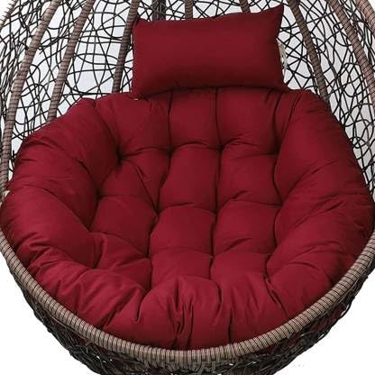 Generic Soft Symphony Swing Chair Cushion for Hanging Basket Chair Swing with Polyester Cloth Cushion for Hanging ChairOutdoor Egg Swing ChairGarden Swing Jhula Seat Padded Pillow Maroon  - Image 1