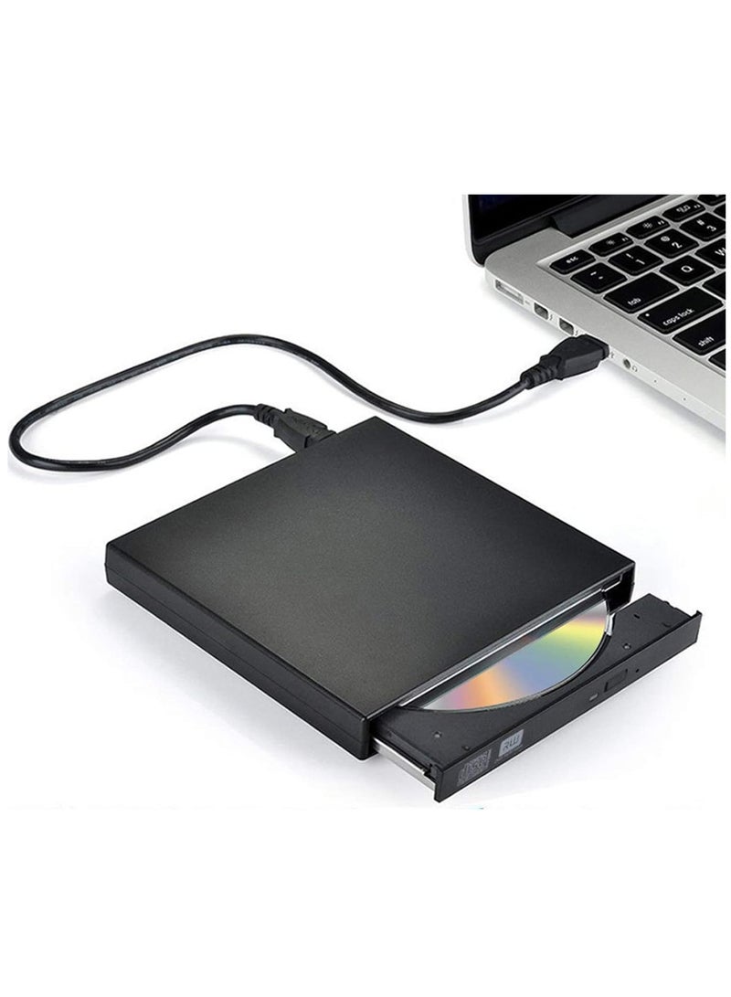 External CD DVD Drive, USB 2.0 Slim Protable External CD-RW Drive DVD-RW Burner Writer Player for Laptop Notebook PC Desktop Computer, Black - Image 1