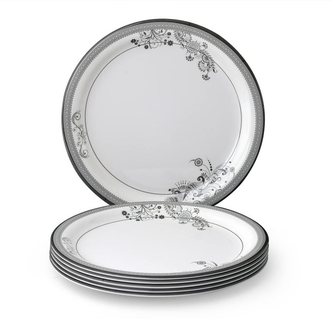 | PURE MELAMINE | SMALL PLATE SET  SILVER LACE 7.5 (6 NOS.) | STAIN FREE, GLAZED FINISH