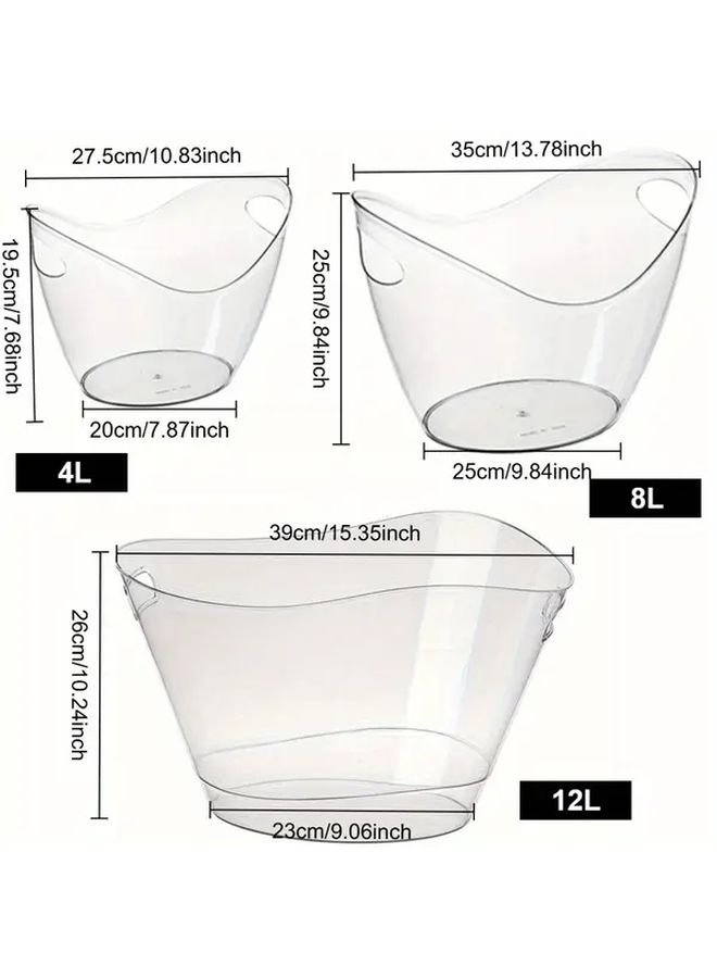 Large Heavy Duty Clear Acrylic Ice Bucket 4L With Lid For Beer Wine Party - Image 2