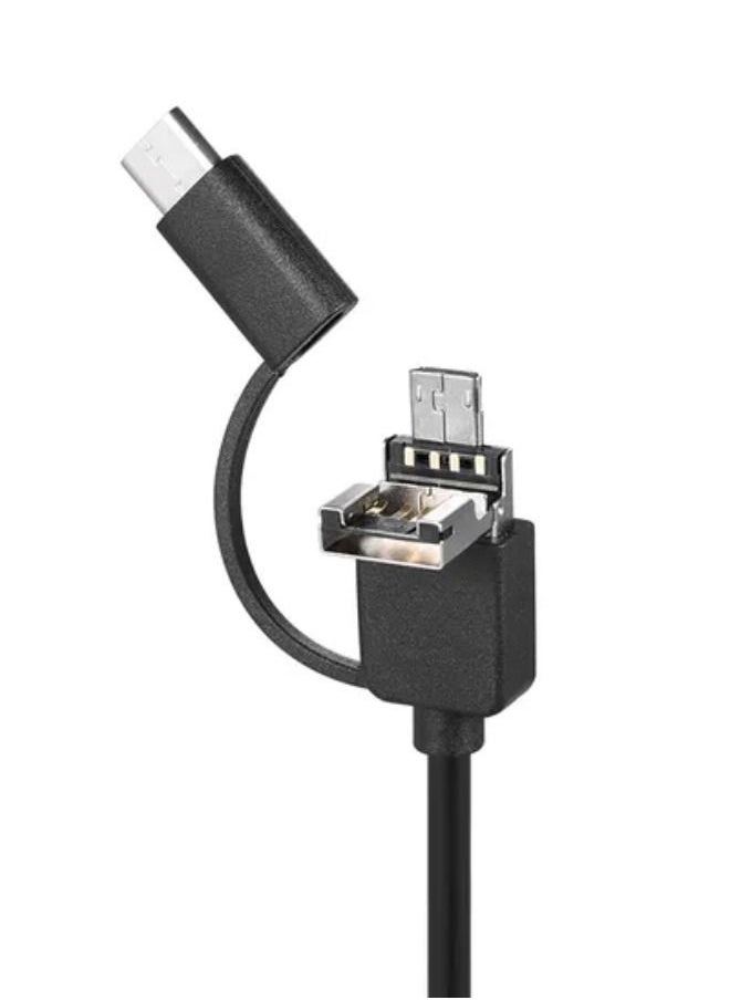 ماركة غير محددة - كابل 3 في 1 لكاميرا المنظار الداخلي للفحص من نوع Type-C وMicro Usb وUsb للمنظار الداخلي ومضاد للماء وفقًا لمعيار Ip67 لهواتف الأندرويد وأجهزة الكمبيوتر الشخصية بطول 2 م - Image 1