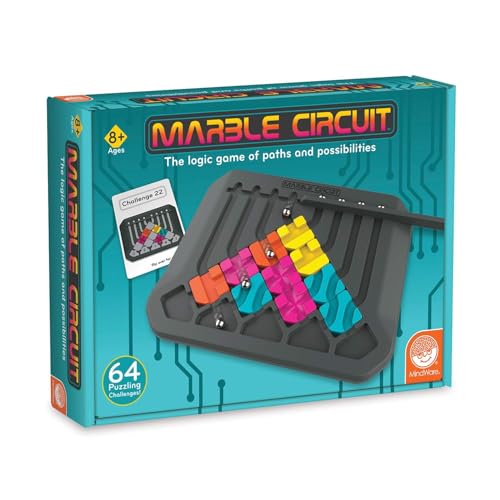 Brand Conquer Brain Training Puzzle Marble Circuit Logic Game for 1 Player Great Gift for Kids who Like Puzzles & Brain teasers 64 Card Challenges & 24pcs Fun for Kids & Adults Ages 8+ (Logic Game) - Image 1