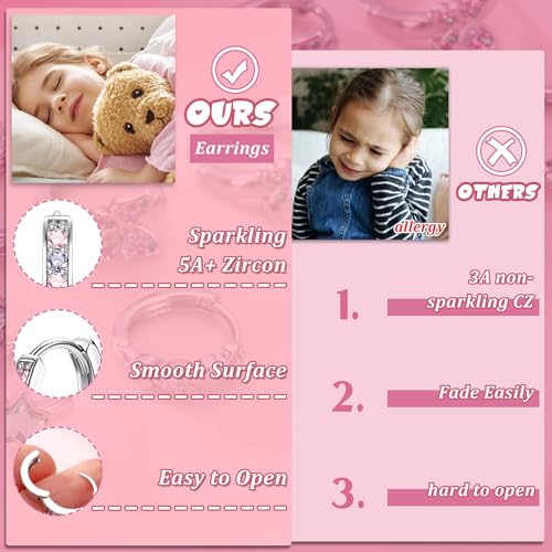YADOCA Hypoallergenic Earrings For Girls Women Cute Kids Toddler Earrings Small Huggie Hoop Earrings CZ Butterfly Star Sleeper Cartilage Earrings Hoop Set 10mm - Image 4