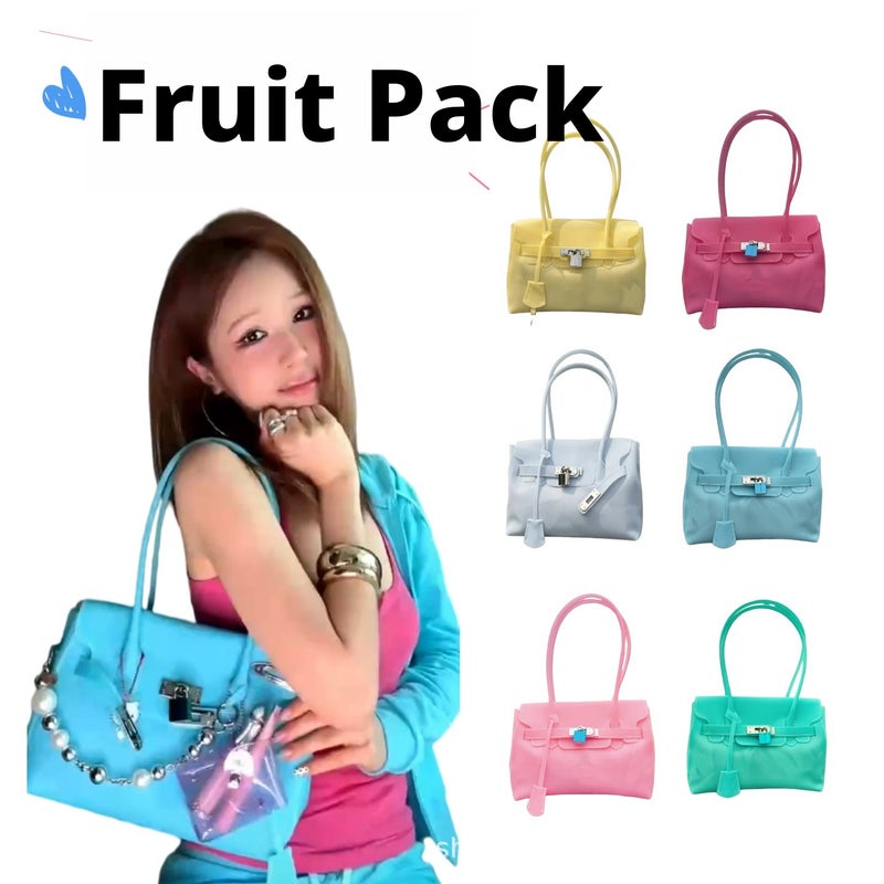 Jellyfirkin Korean-Style Jelly Bag Women's Fashion Lock Clasp Platinum Bag Small Shoulder Bag - Image 1