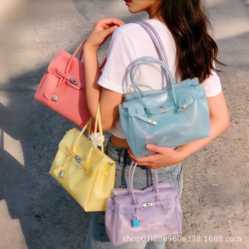 Jellyfirkin Korean-Style Jelly Bag Women's Fashion Lock Clasp Platinum Bag Small Shoulder Bag - Image 3