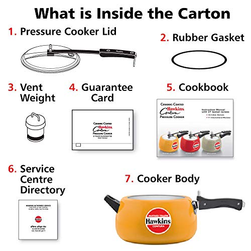 Hawkins Ceramic- Coated Contura 5L Mustard Yellow Aluminium Inner Lid Pressure Cooker - Image 5