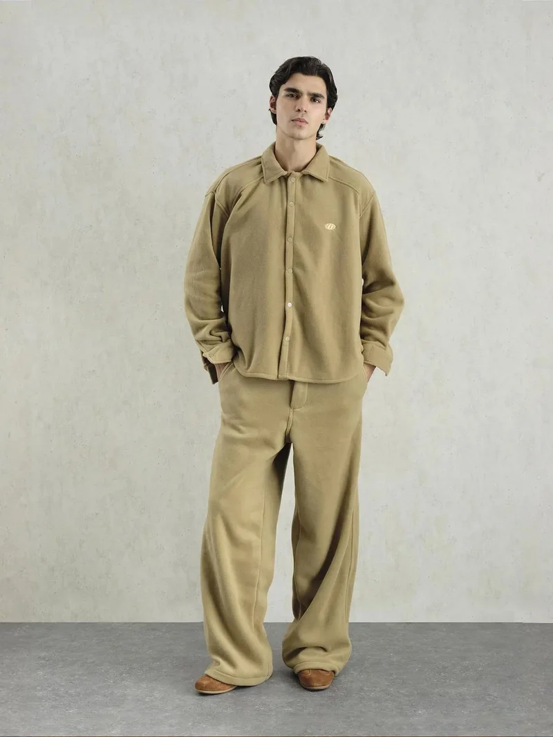Giesto GIESTO Plush Oversized Snap-Button Shirt