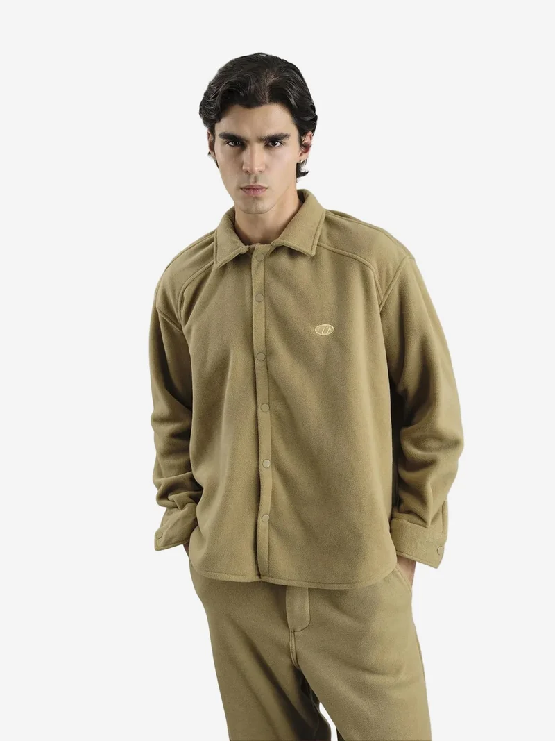 Giesto GIESTO Plush Oversized Snap-Button Shirt